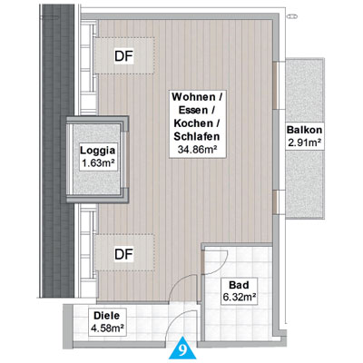Wohnung 9 - Mehrfamilienhaus mit 11 Wohneinheiten in 82140 Olching - Roggensteinerstraße 21 - Grundriss Dachgeschoss